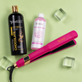 Kit Keratina Chocolate Gold 1L + Neutralizador 500ml + Plancha Beautiful Angels