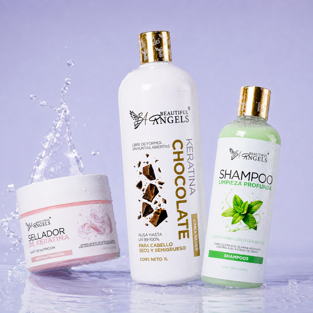 Kit Keratina Chocolate Silver 1L + Shampoo Limpieza Profunda 500ML + Sellador de Keratina 250ML
