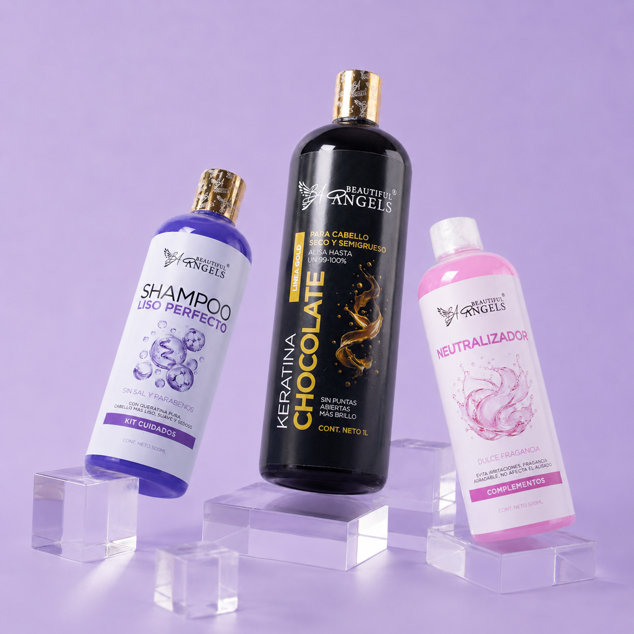 kit Keratina Chocolate Gold 1L + Shampoo Liso Perfecto 500ML + Neutralizador 500ML