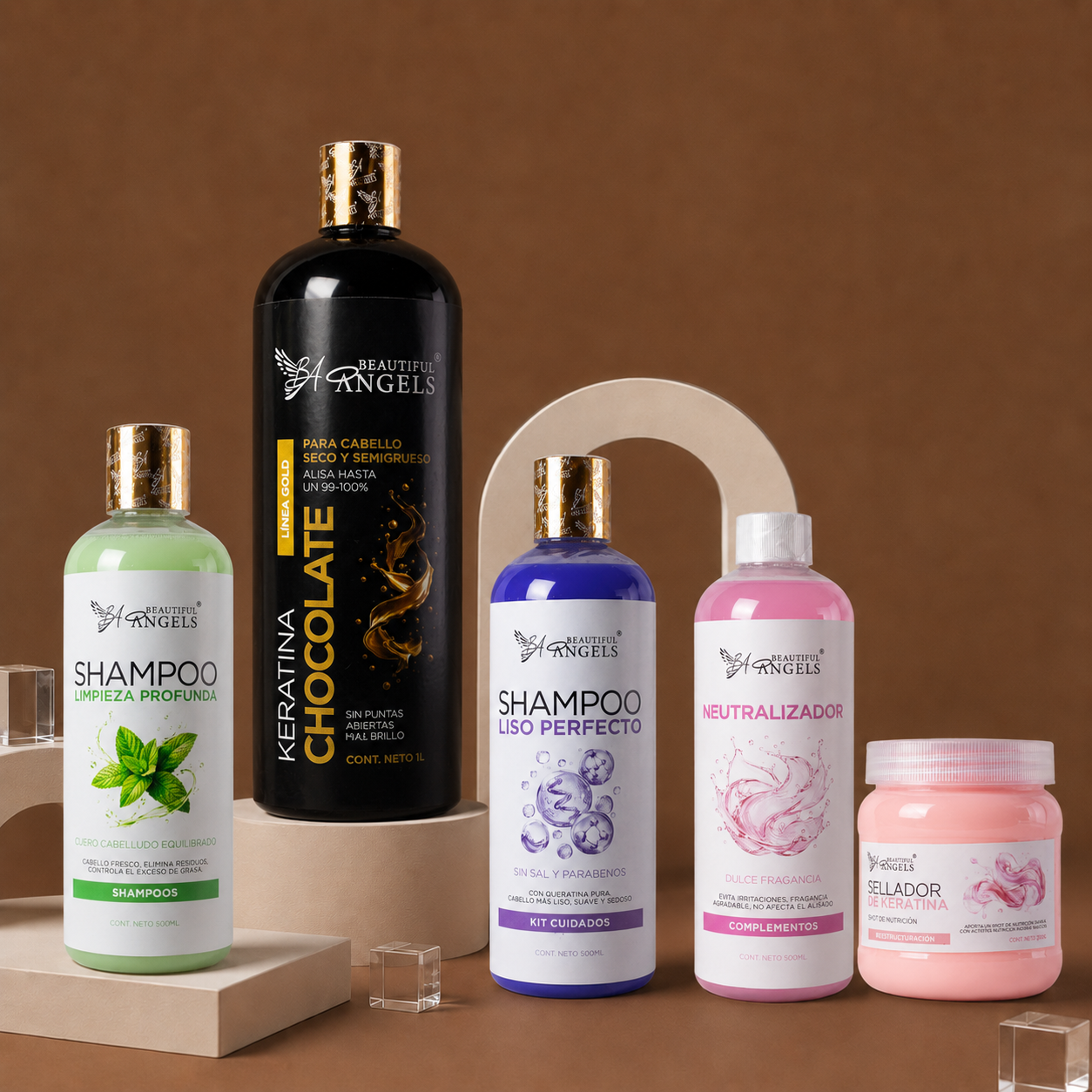 Kit Keratina Chocolate Gold 1L + Shampoo Limpieza Profunda 500ML + Shampoo Liso Perfecto 500ML + Neutralizador 500ML + Sellador de Keratina 250ML