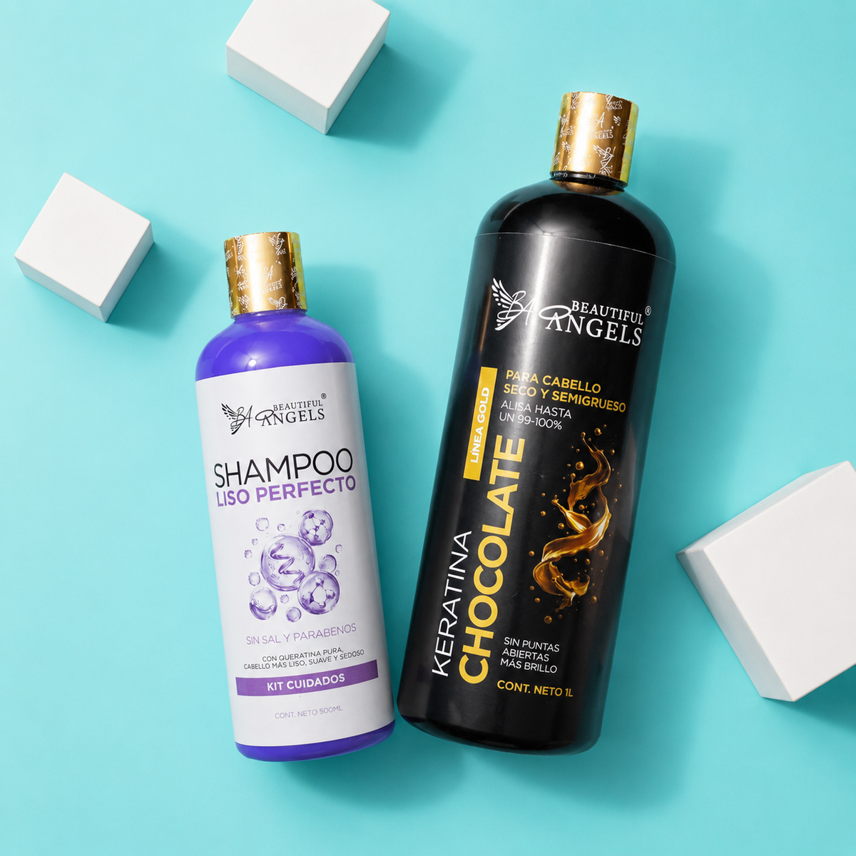 Kit Keratina Chocolate Gold 1 L + Shampoo Liso Perfecto 500 ML