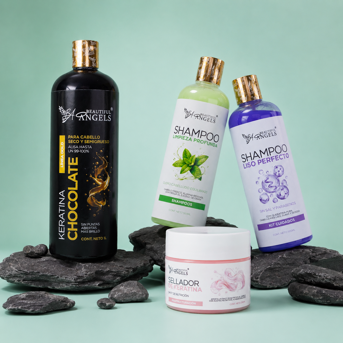 Kit Keratina Chocolate Gold 1 L + Shampoo Limpieza Profunda 500 ML + Sellador de Keratina 250 ML + Shampoo Liso Perfecto 500 ML