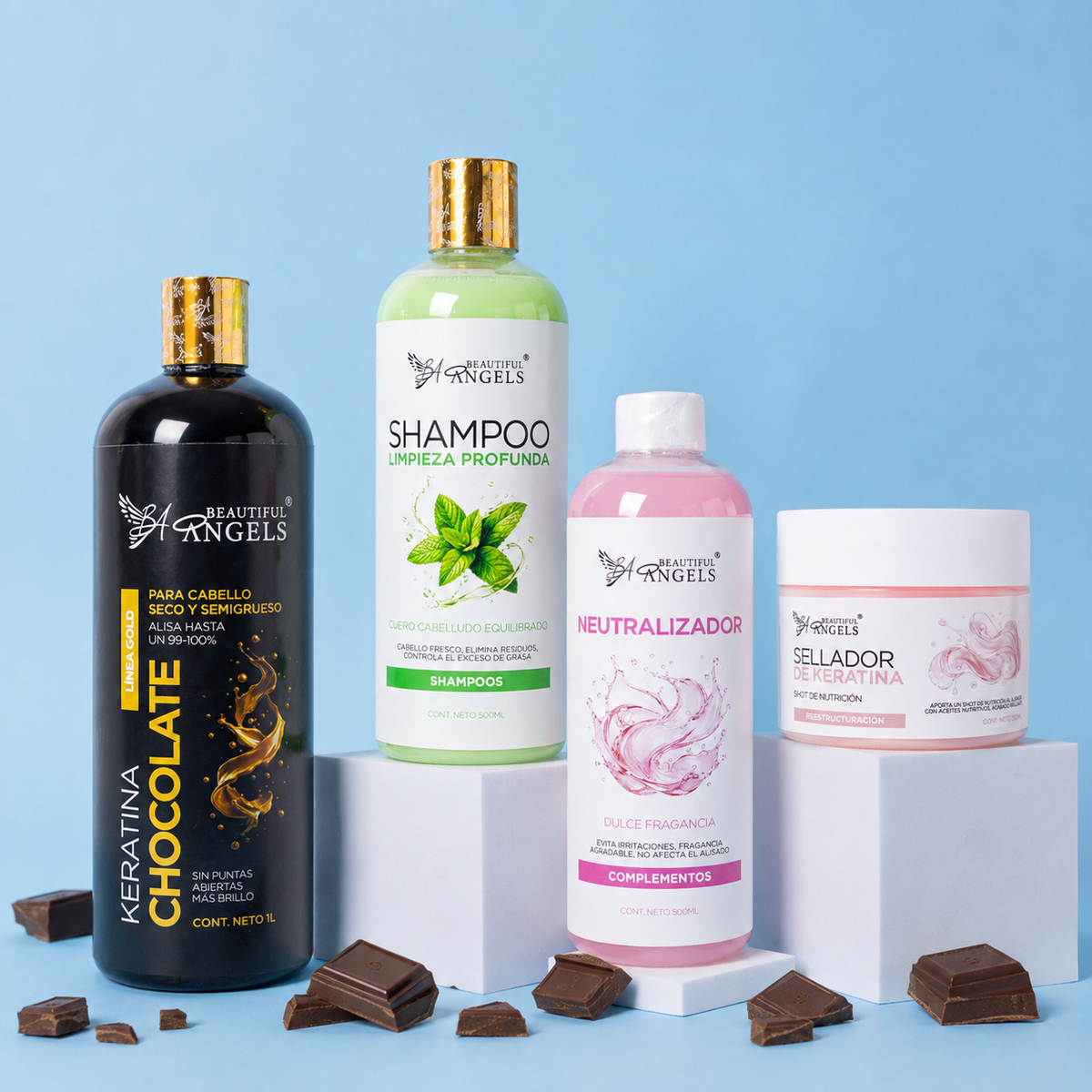 Kit Keratina Chocolate Gold 1L+ Shampoo Limpieza Profunda 500ML + Neutralizador 500ML + Sellador de Keratina 250ML