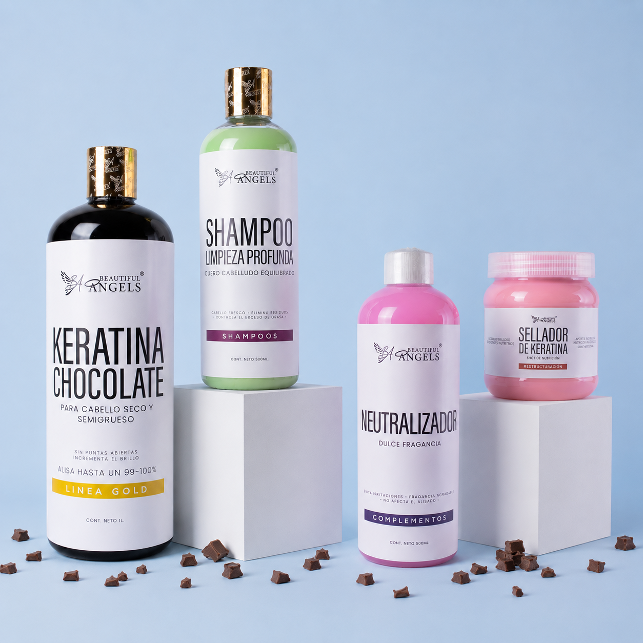 Kit Keratina Chocolate Gold + Shampoo Limpieza Profunda + Neutralizador + Sellador de Keratina