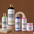 Kit Keratina Chocolate Gold + Shampoo Limpieza Profunda + Shampoo Liso Perfecto + Neutralizador + Sellador de Keratina: Prepara, alisa, sella y prolonga un liso brillante con aroma a chocolate.