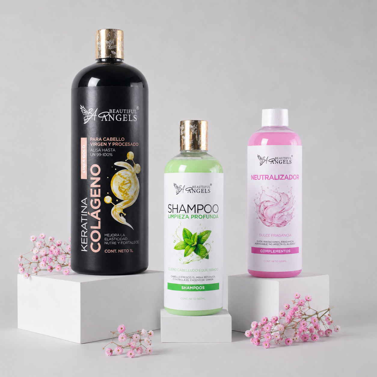 Kit Keratina Colágeno Gold 1L + Neutralizador 500ML + Shampoo Limpieza Profunda 500ML