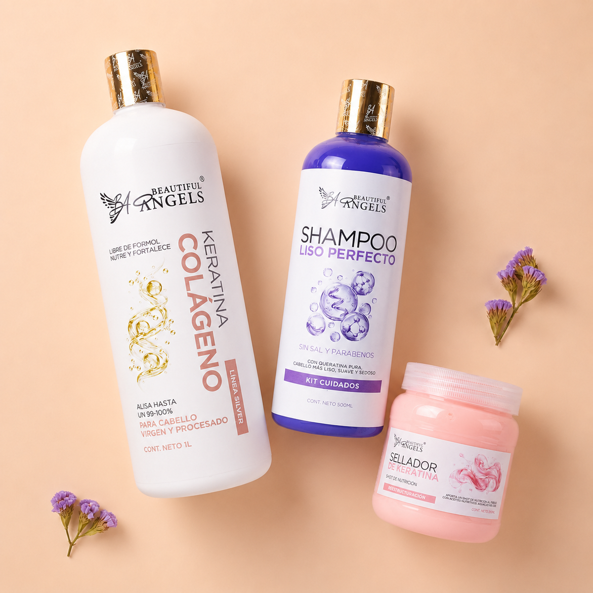 Kit Keratina Colágeno Silver 1L + Shampoo Liso Perfecto 500ML + Sellador de Keratina 250ML