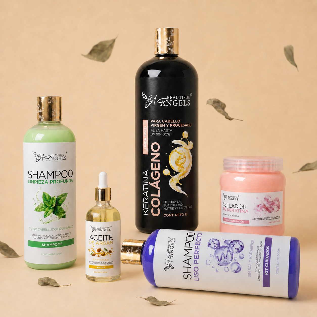 kit keratina Colageno Gold 1L + Shampoo limpieza profunda 500ml + Shampoo liso perfecto 500ml+ sellador 250ml + Aceite argán