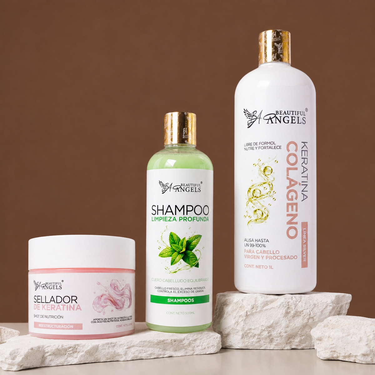 Kit Keratina Colágeno Silver 1L + Shampoo Limpieza profunda 500ML + Sellador 250 ML