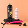 Kit Keratina Colágeno Gold 1L + Neutralizador 500ml + Plancha Beautiful Angels