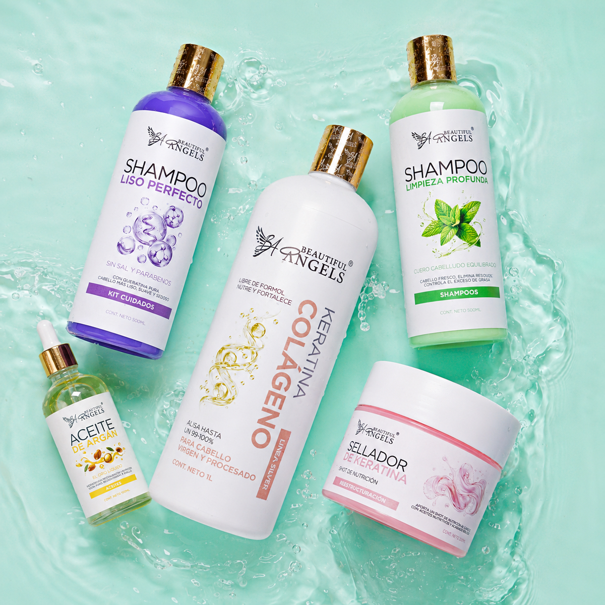 Kit Colageno Silver 1L + Shampoo Limpieza Profunda 500ML+ Shampoo Liso Perfecto 500ML+ Sellador 250ML + Aceite de Argan 100ML