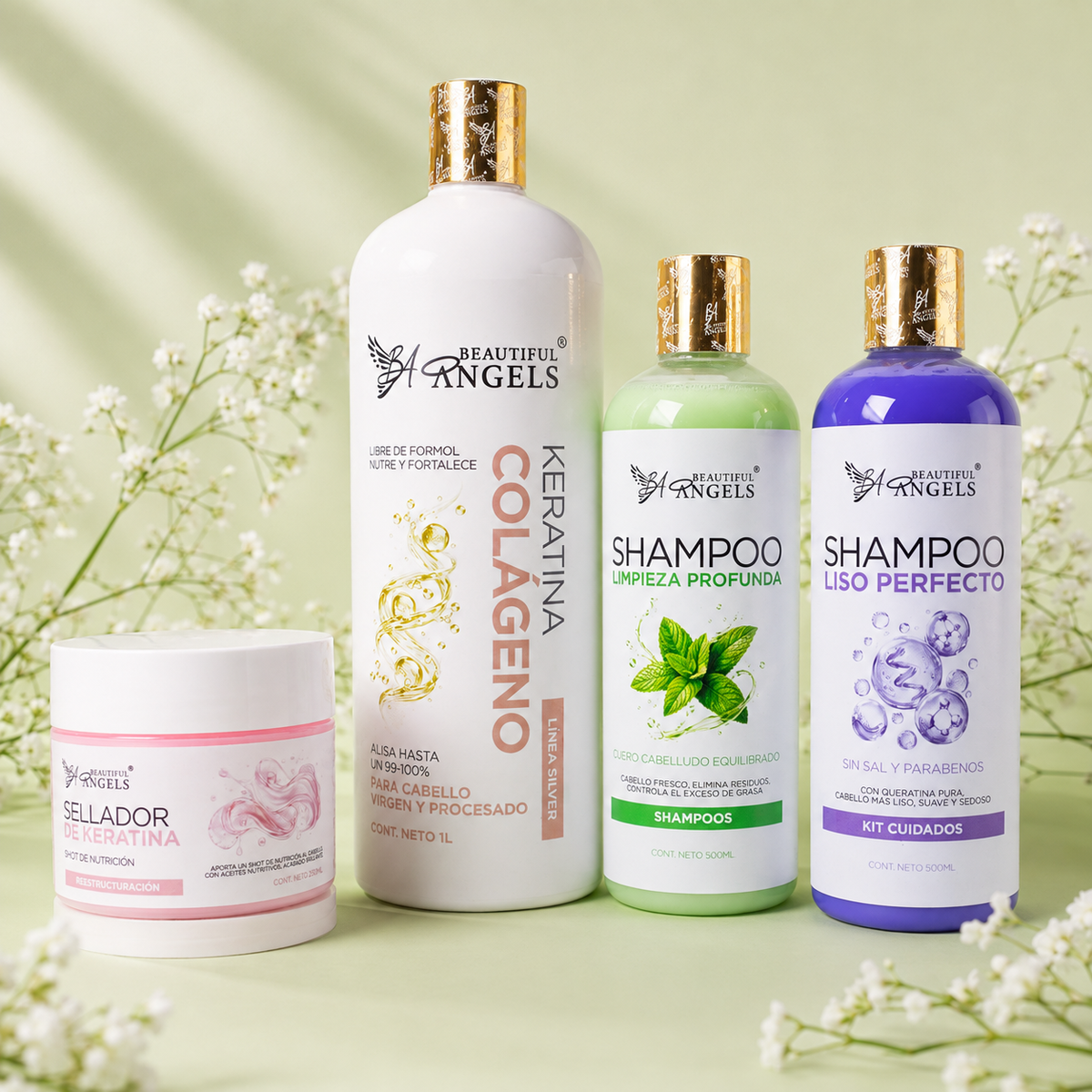 Kit Keratina Colágeno Silver + Shampoo Capilar Liso Perfecto +Shampoo Capilar Limpieza Profunda + Sellador de Keratina