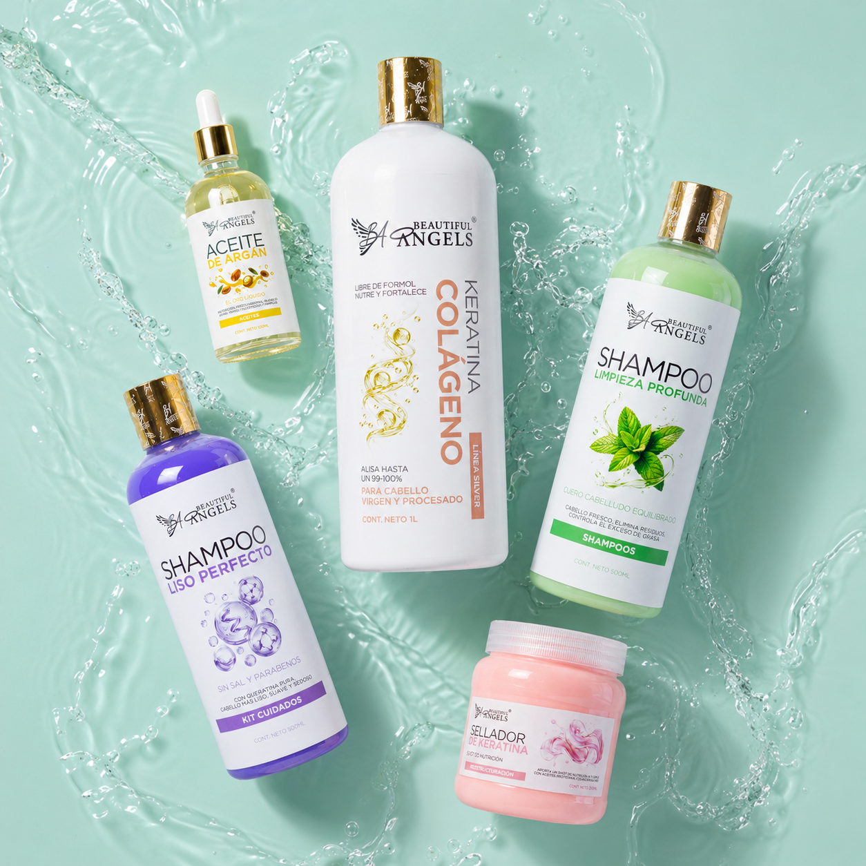 Kit Colageno Silver 1L + Shampoo Limpieza Profunda 500ML+ Shampoo Liso Perfecto 500ML+ Sellador 250ML + Aceite de Argan 100ML