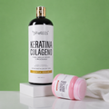 Kit Keratina Colágeno Gold + Sellador de Keratina: Liso, Suavidad y Reparación para Cabello Procesado o Virgen