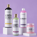 Kit Keratina Colágeno Gold + Shampoo Limpieza Profunda + Neutralizador + Sellador de Keratina: Liso sedoso, brillo renovado y acabado profesional completo.