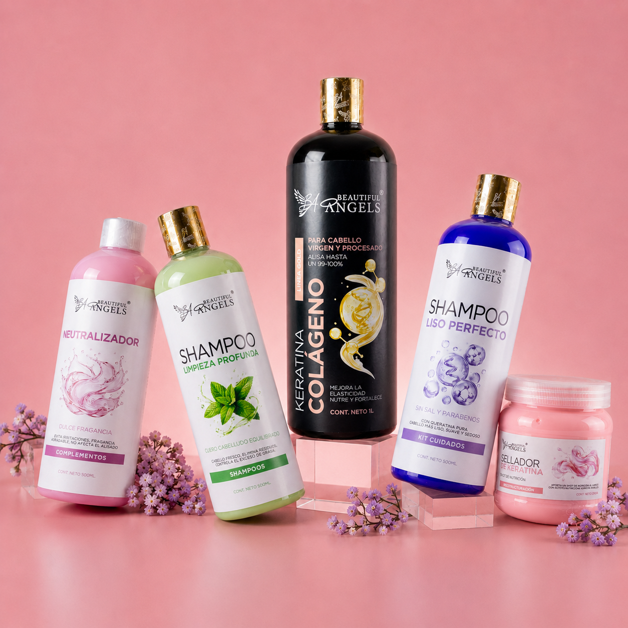 Kit Keratina Colágeno Gold 1L + Shampoo Limpieza Profunda 500ML + Shampoo Liso Perfecto 500ML + Neutralizador 500ML + Sellador de Keratina 250ML