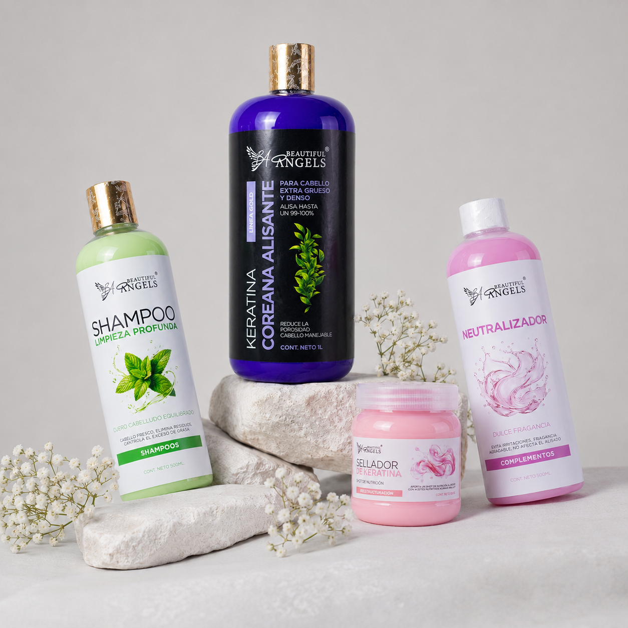 Kit Keratina Coreana Alisante Gold 1L + Shampoo Limpieza Profunda 500ML + Neutralizador 500ML  + Sellador de Keratina 250ML