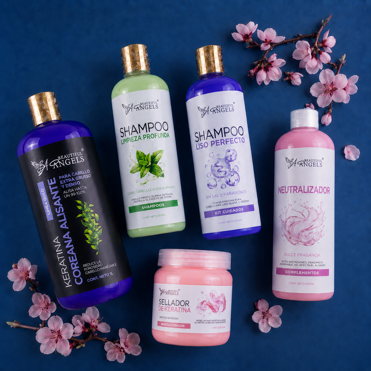 Kit Keratina Coreana Alisante Gold 1L + Shampoo Limpieza Profunda 500ML + Shampoo Liso Perfecto 500ML + Neutralizador 500ML + Sellador de Keratina 250ML