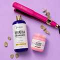 Kit Profesional de Alisado Keratina Coreana Alisante Gold + Sellador de Keratina + Plancha Profesional de Nanotitanio