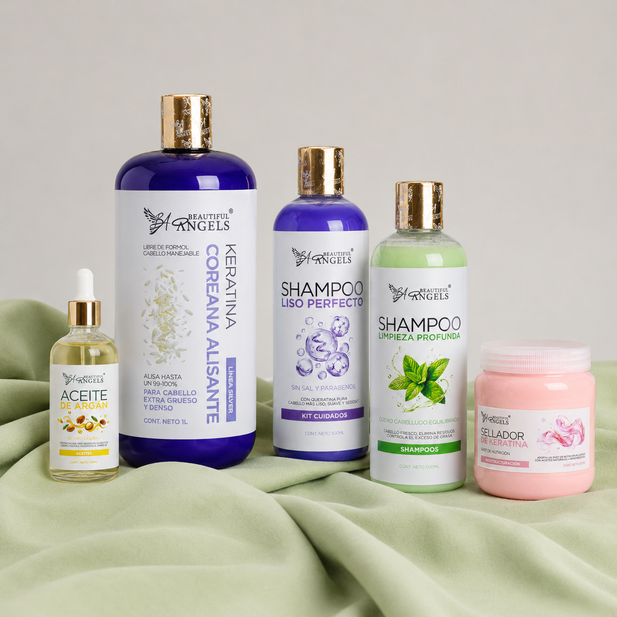 Kit Keratina Coreana Alisante Silver 1L + Shampoo Limpieza Profunda 500ML + Shampoo Liso Perfecto 500ML   + Sellador de Keratina 250ML + Aceite de Argán 100ML