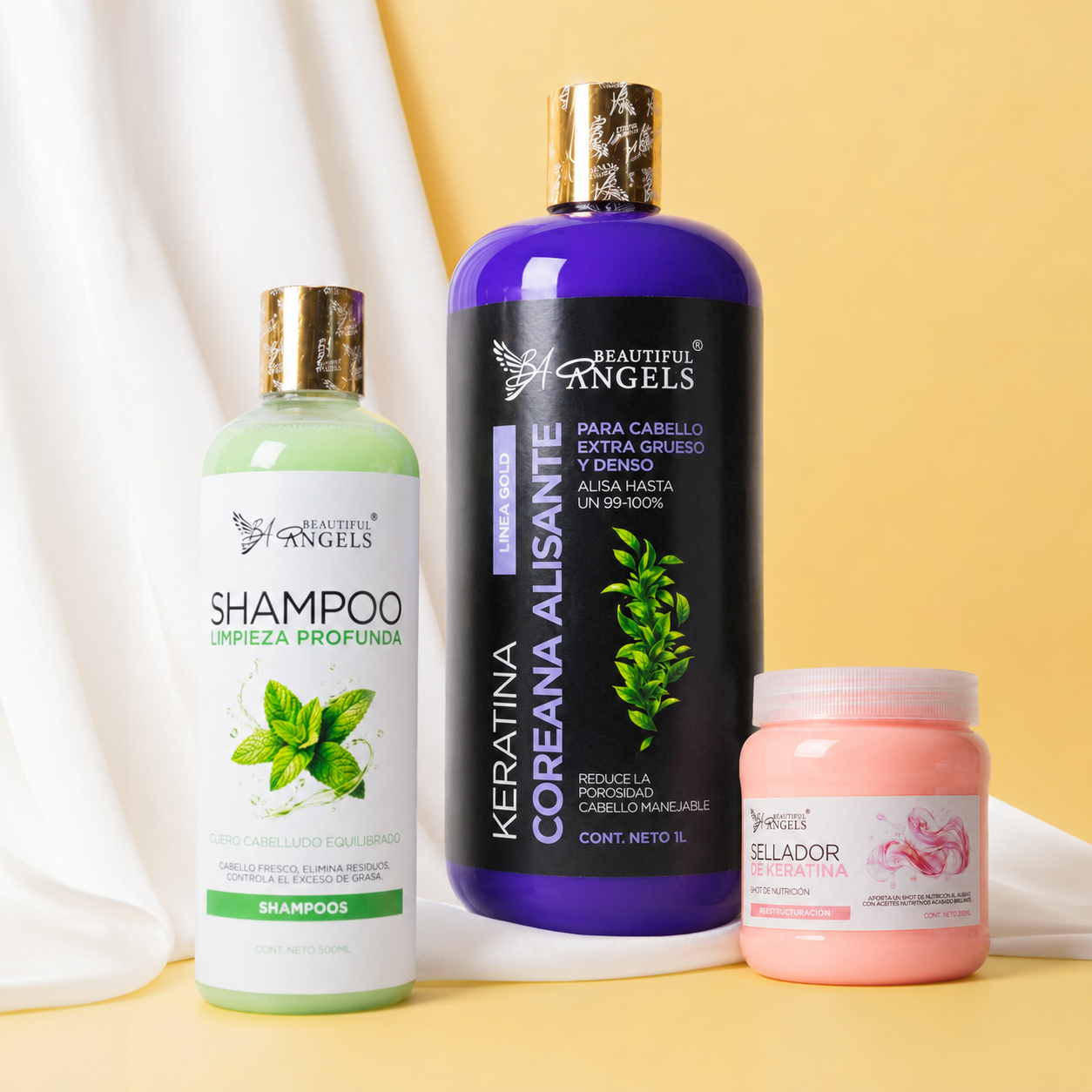 KIT Keratina Corerana alisante Gold 1L + Shampoo Limpieza Profunda500ml + sellador 250ml