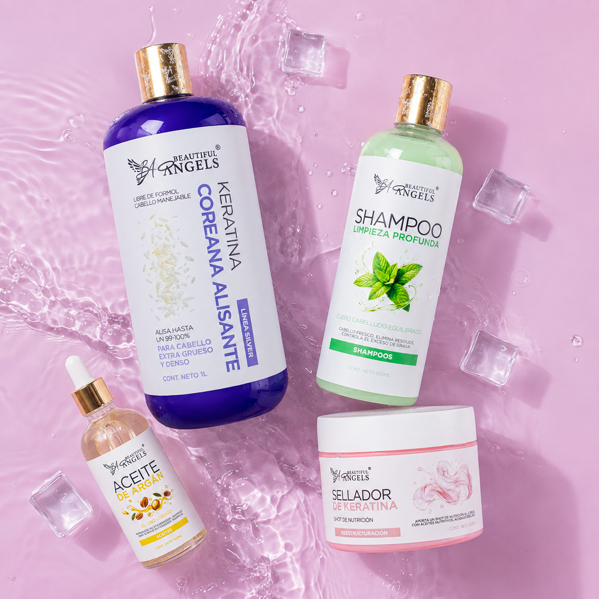 Kit Keratina Coreana Alisante Silver 1L + Shampoo Limpieza Profunda 500ML + Sellador de Keratina 250ML+ Aceite de Argán 100ML