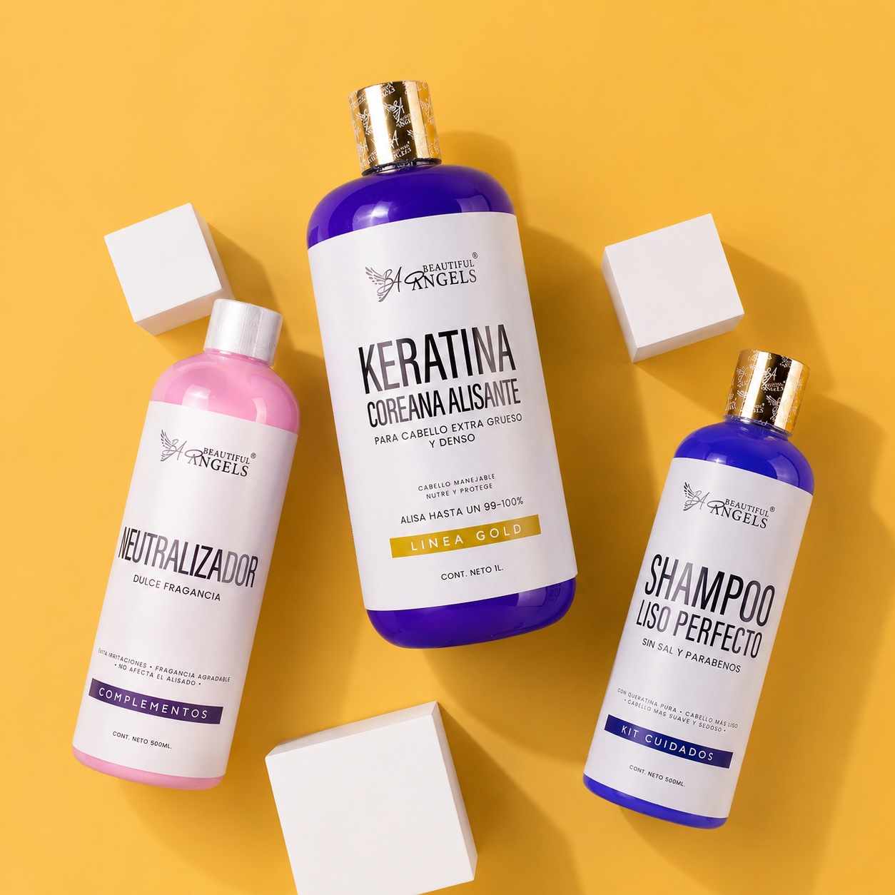 Kit Keratina Coreana Alisante + Shampoo Liso Perfecto + Neutralizador: Domina el volumen extremo con un liso duradero.