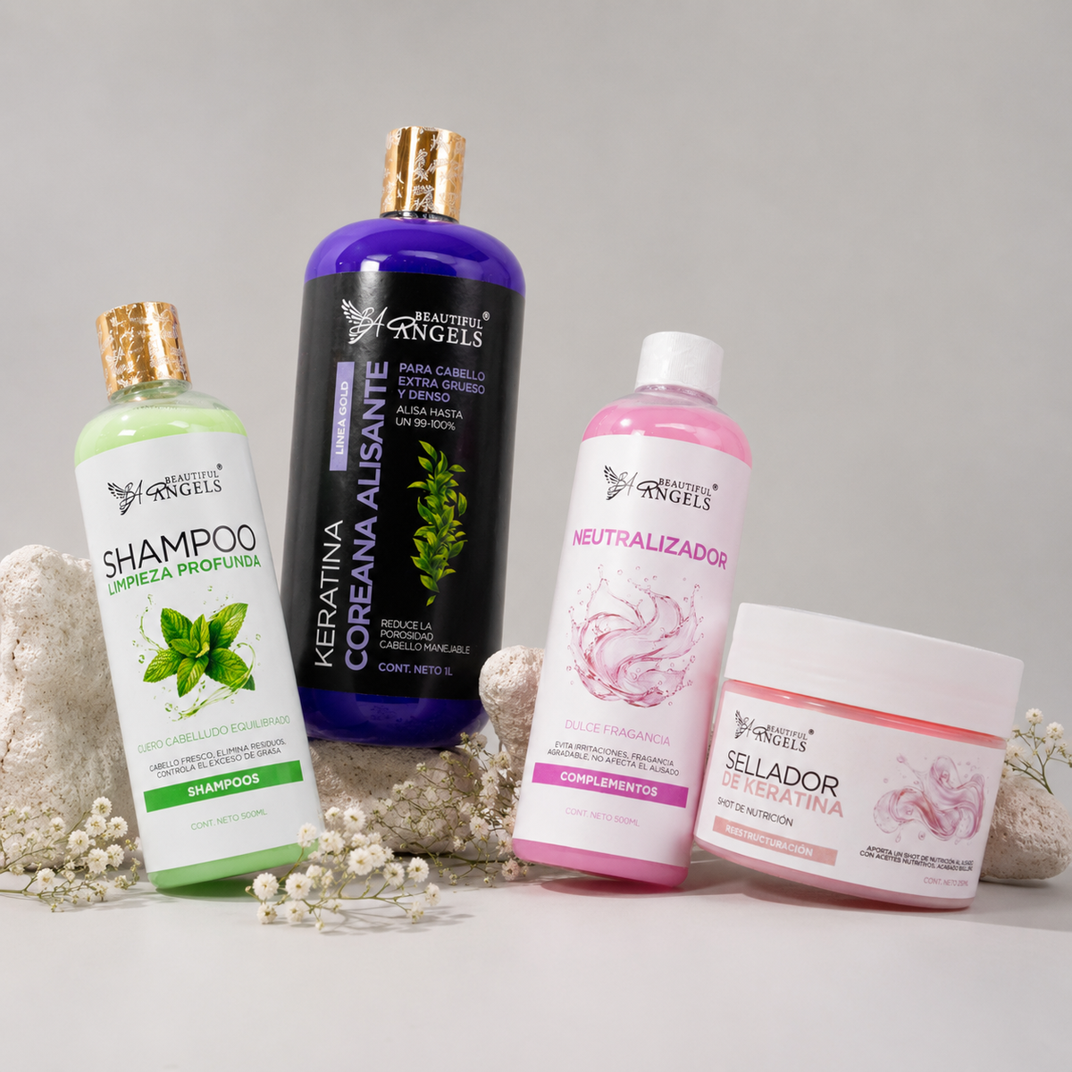 Kit Keratina Coreana Alisante Gold 1L + Shampoo Limpieza Profunda 500ML + Neutralizador 500ML  + Sellador de Keratina 250ML