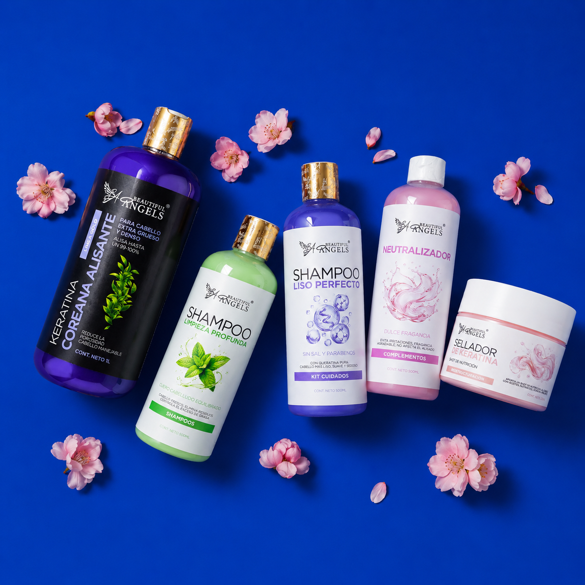 Kit Keratina Coreana Alisante Gold 1L + Shampoo Limpieza Profunda 500ML + Shampoo Liso Perfecto 500ML + Neutralizador 500ML + Sellador de Keratina 250ML