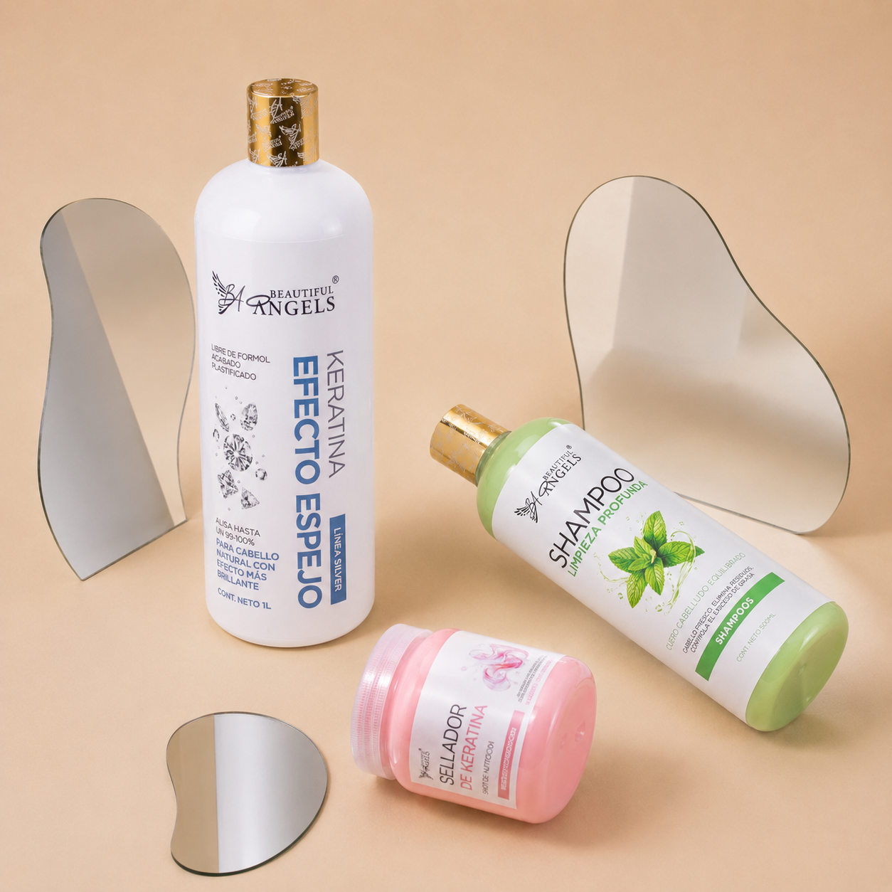 Kit Keratina Efecto Espejo Silver 1L + Shampoo Limpieza Profunda 500ML + Sellador de Keratina 250ML