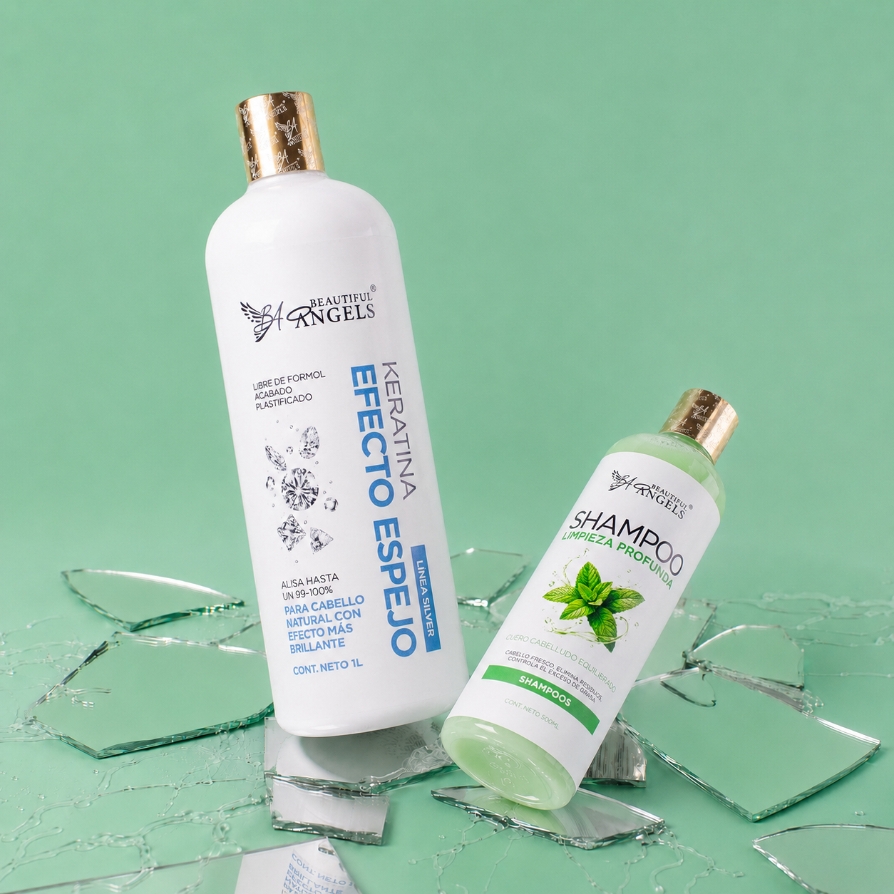 Kit Keratina Efecto Espejo Silver 1L + Shampoo Limpieza Profunda 500ML