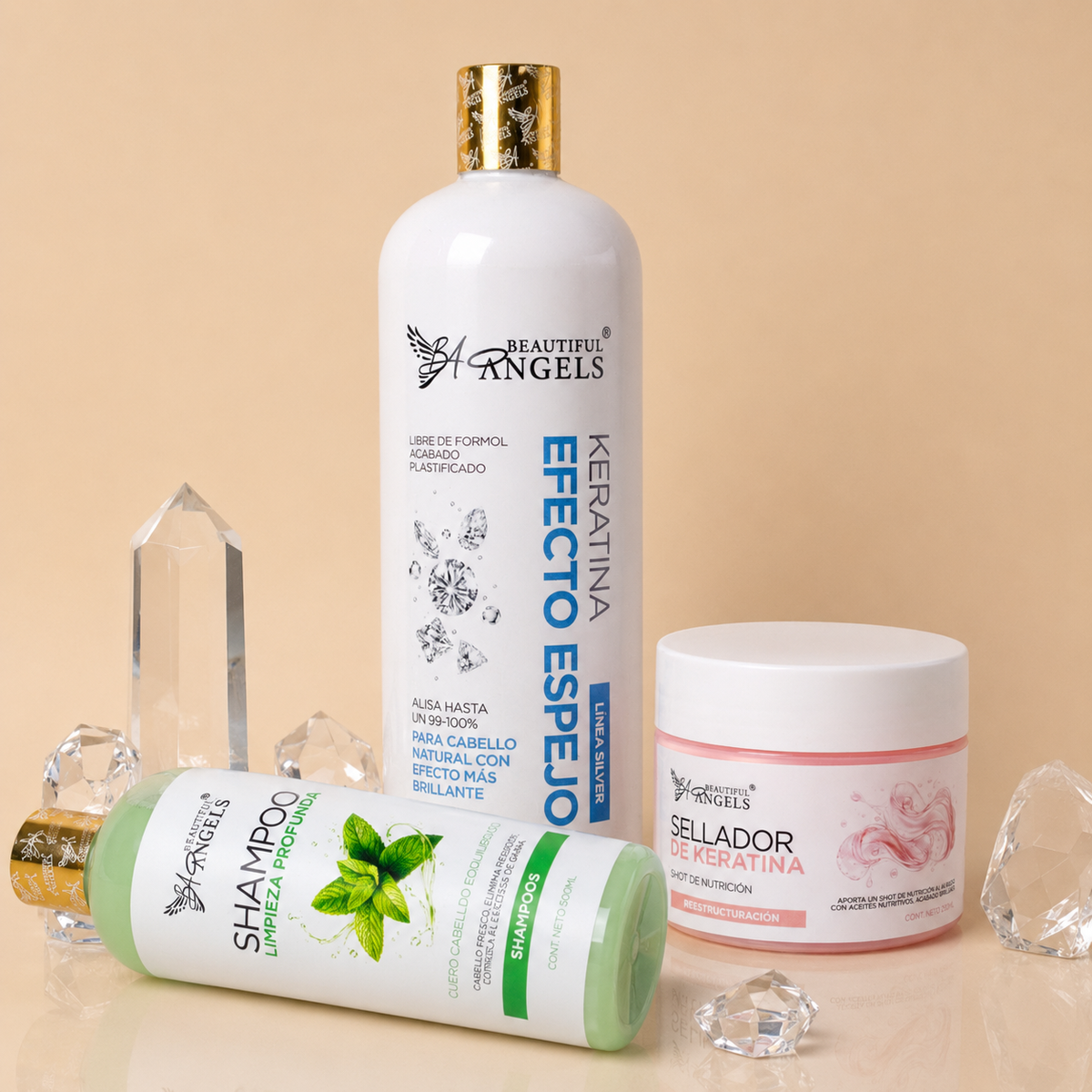 Kit Keratina Efecto Espejo Silver 1L + Shampoo Limpieza Profunda 500ML + Sellador de Keratina 250ML
