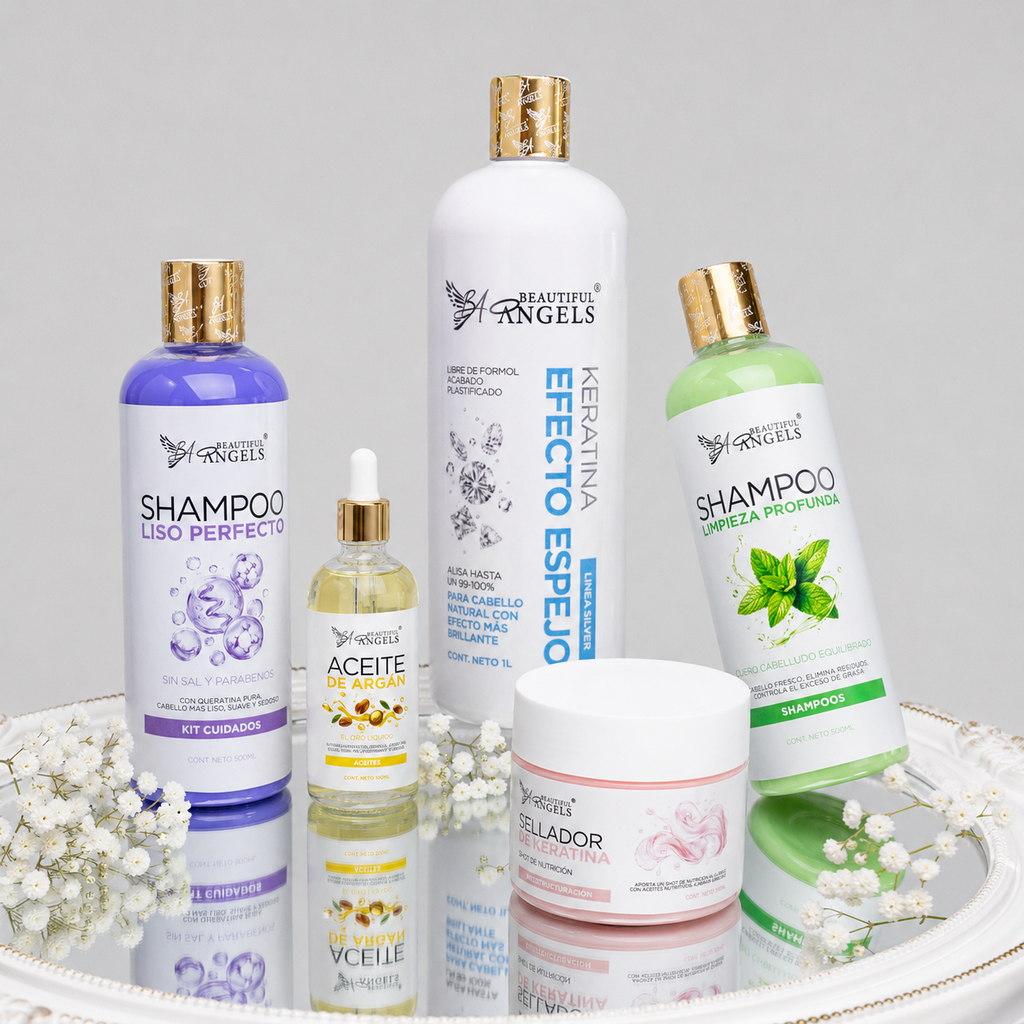 Kit Basico Keratina Efecto Espejo Silver de Beautiful Angels Alisado perfecto con acabado espejo · Ideal para cabello natural y saludable