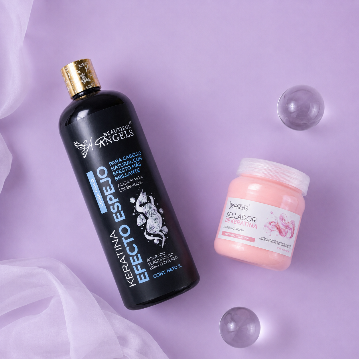 Kit Keratina Efecto Espejo Gold 1L + Sellador de Keratina 250 ML