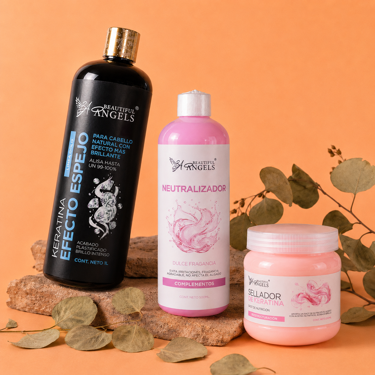Kit Keratina Efecto Espejo Gold 1L + Neutralizador 500ML + Sellador de keratina 250ML