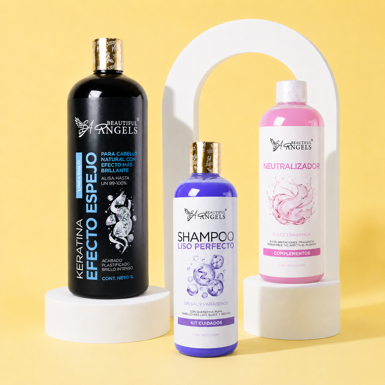 Kit Keratina Efecto Espejo 1L  + Shampoo Liso Perfecto 500ML + Neutralizador 500ML
