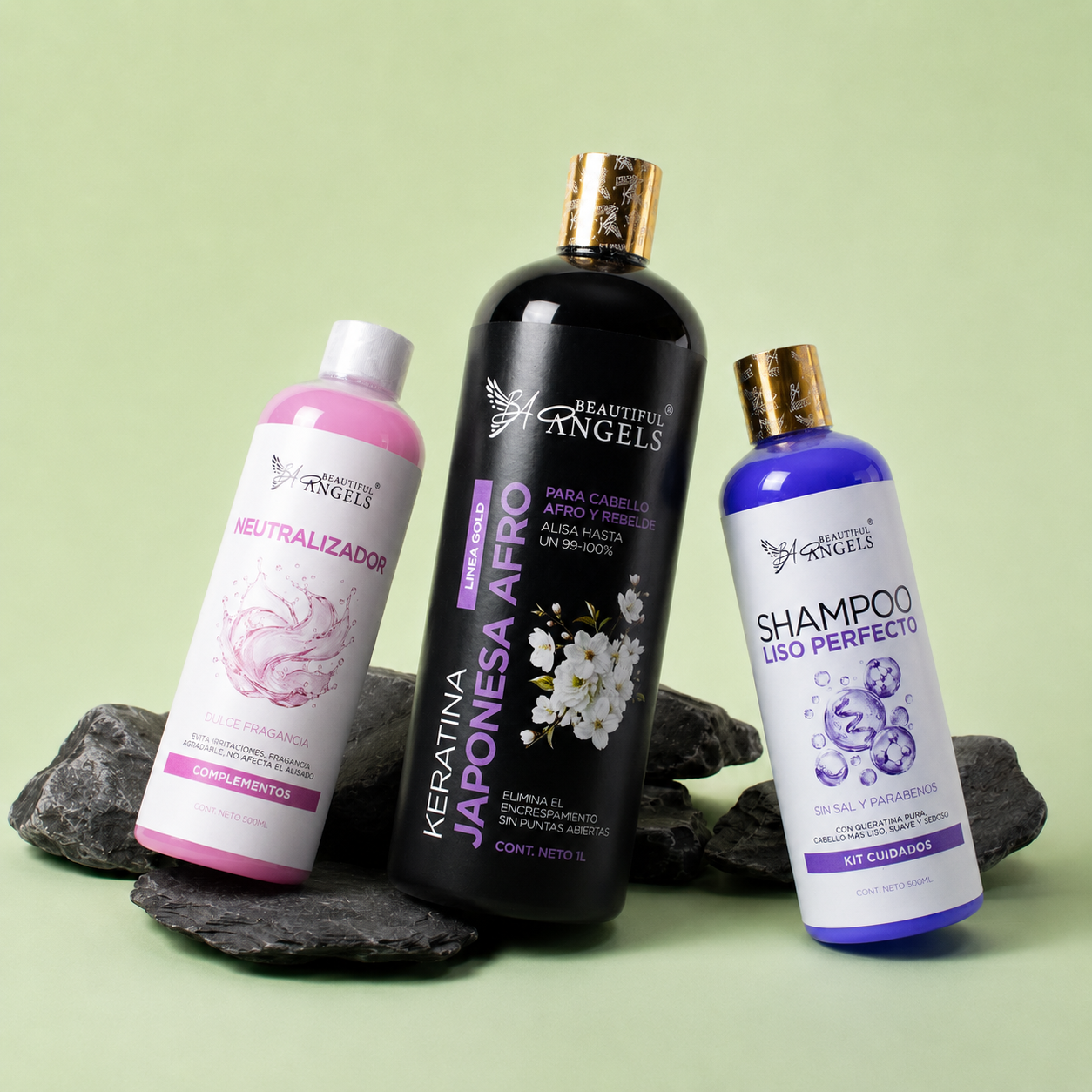 Kit  Keratina Japonesa Afro Gold 1L + Shampoo Liso Perfecto 500ML + Neutralizador 500ML