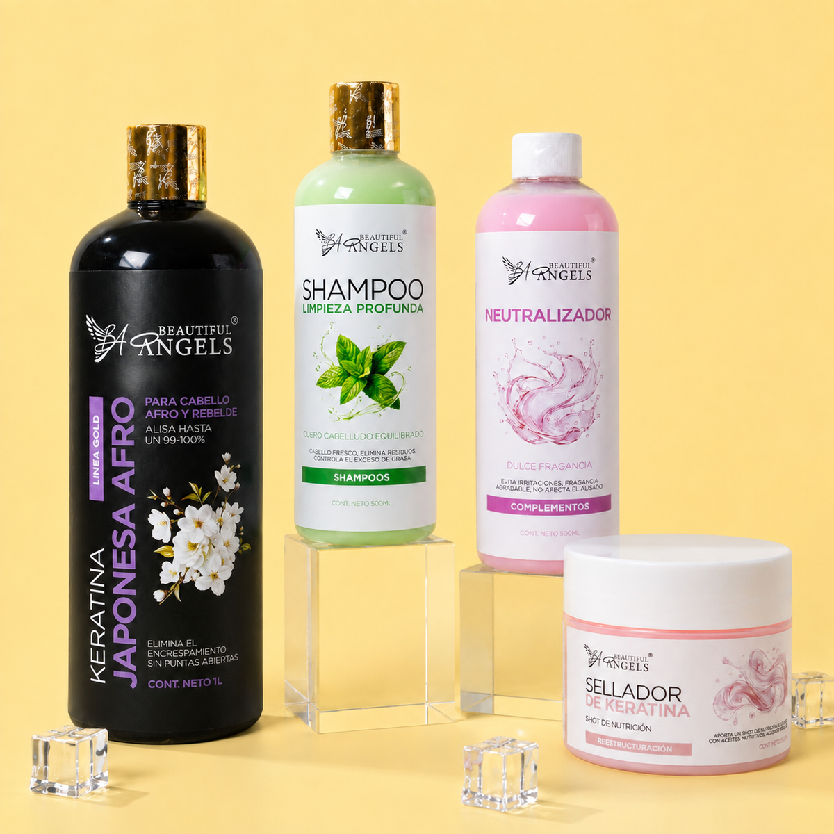 Kit Keratina Japonesa Afro Gold 1L + Shampoo Limpieza Profunda 500ML + Neutralizador 500ML + Sellador de Keratina 250ML