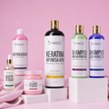 Kit Keratina Japonesa Afro Gold + Shampoo Limpieza Profunda + Shampoo Liso Perfecto + Neutralizador + Sellador de Keratina + Aceite de Argán.