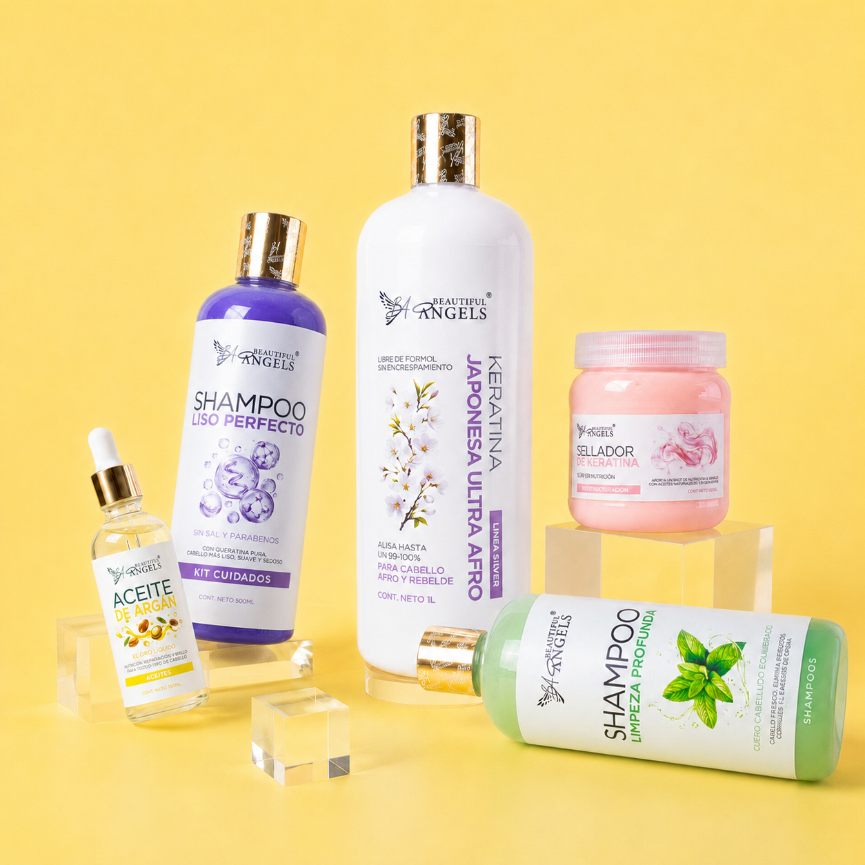 Kit Japonesa Ultra Afro Silver 1L+ Shampoo Limpieza Profunda 500ML+ Shampoo Liso Perfecto 500ML+ Sellador 250ML+ Aceite de Argan 100ML