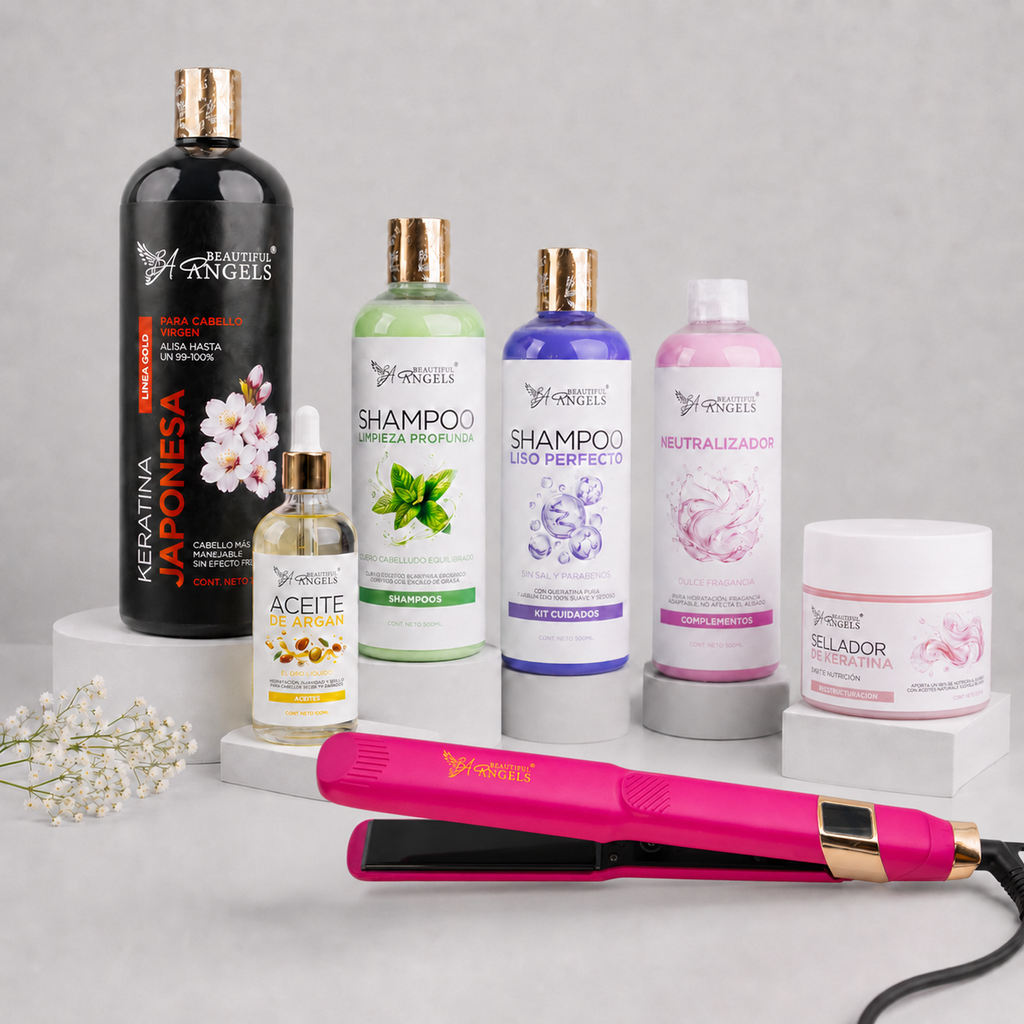Kit Profesional de Keratina Japonesa Gold para Cabello Natural y Virgen – Beautiful Angels