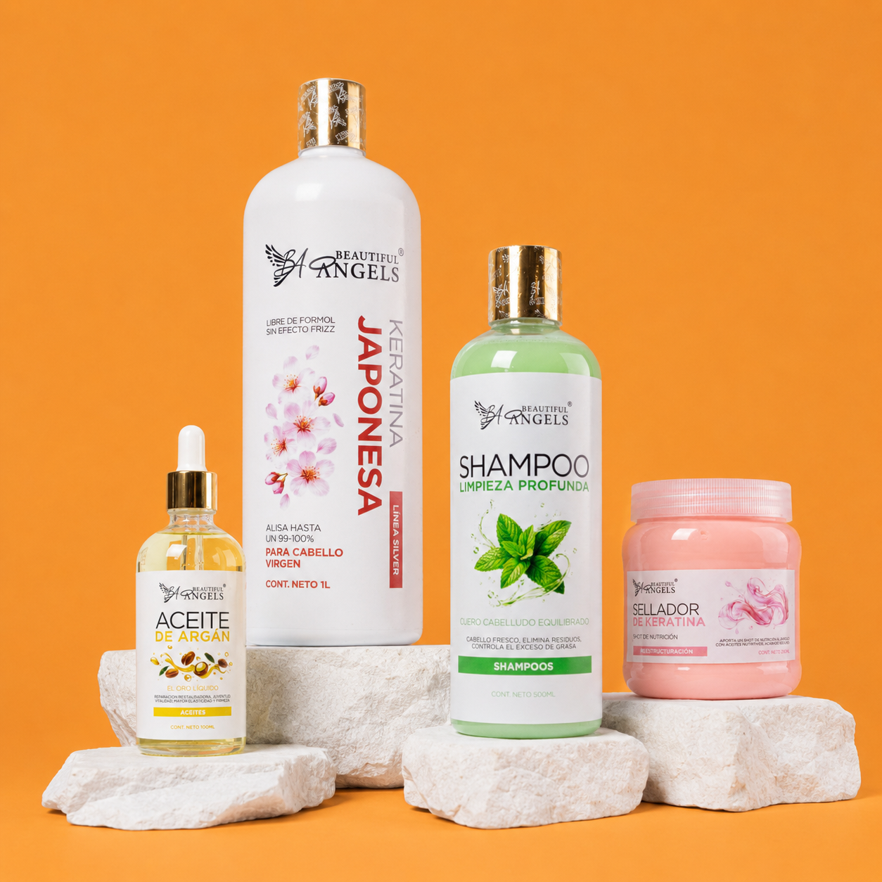 Kit Keratina Japonesa Silver 1L + Shampoo Limpieza Profunda 500ML + Sellador de Keratina 500ML + Aceite de Argán 100ML