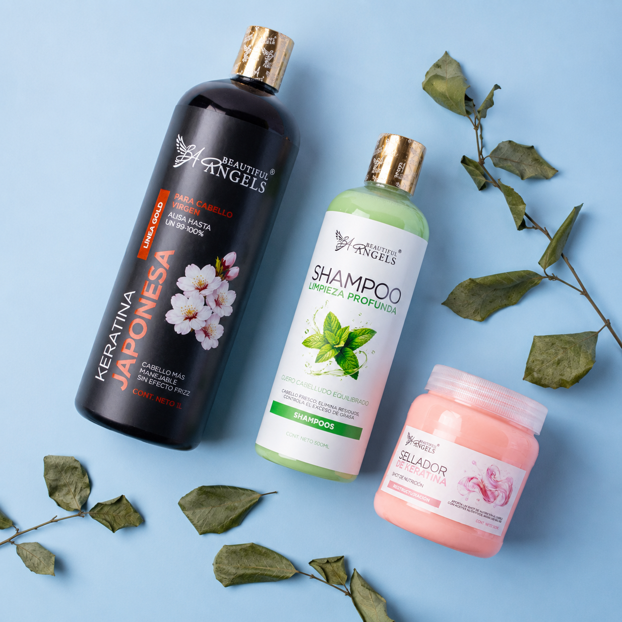 kit keratina japonesa Gold 1L + Shampoo limpieza profunda 500ml + sellador 250ml