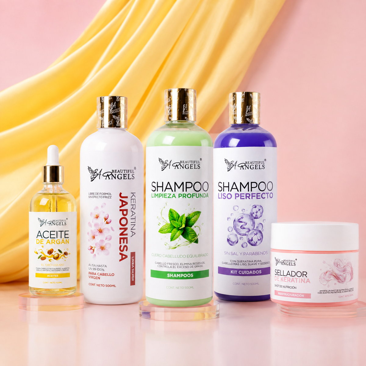 Kit Básico Japonesa Beautiful Angels 500ml — Alisado Profesional para Cabello Virgen y Natural, Cabello Liso, Suave y Saludable