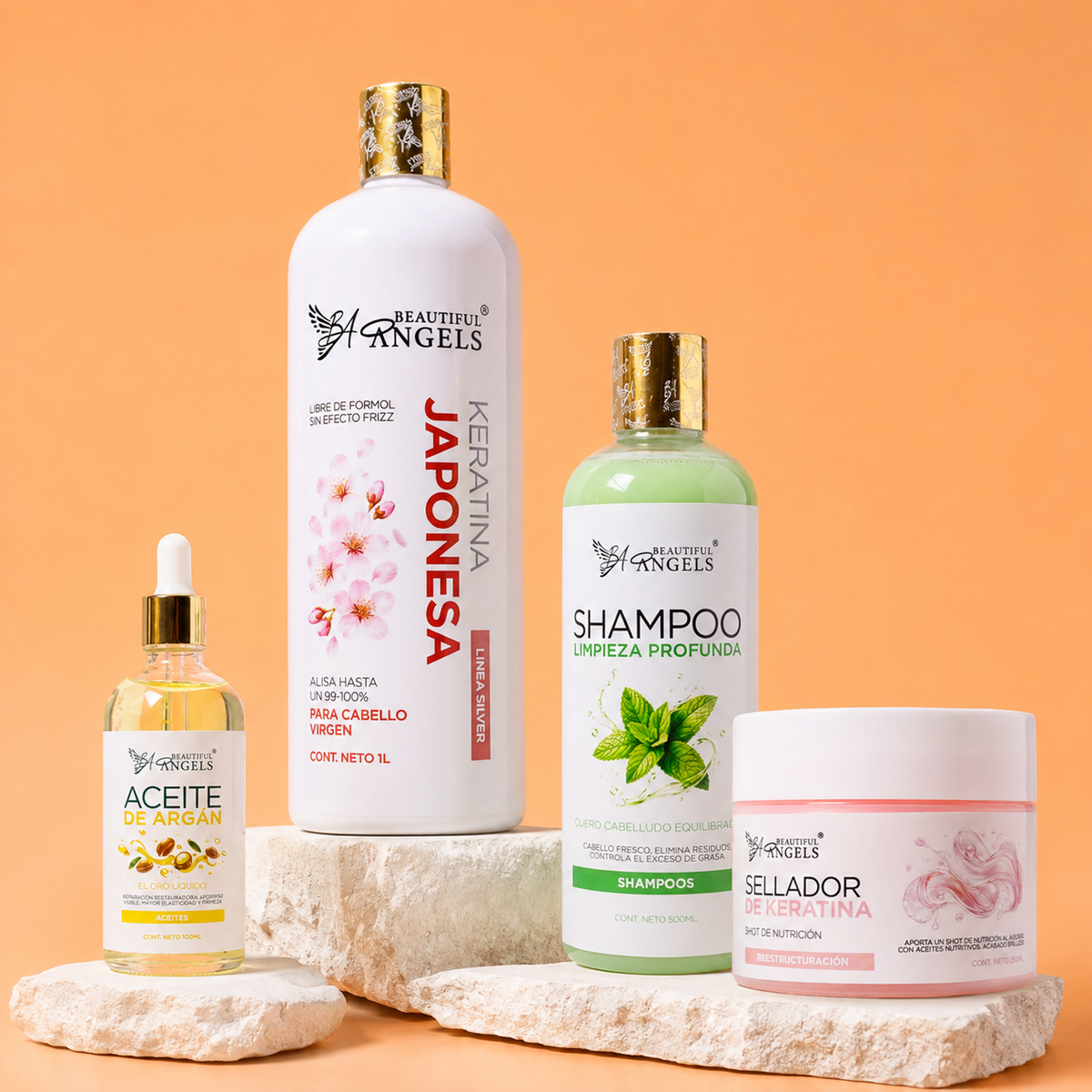 Kit Keratina Japonesa Silver 1L + Shampoo Limpieza Profunda 500ML + Sellador de Keratina 250ML + Aceite de Argán 100ML