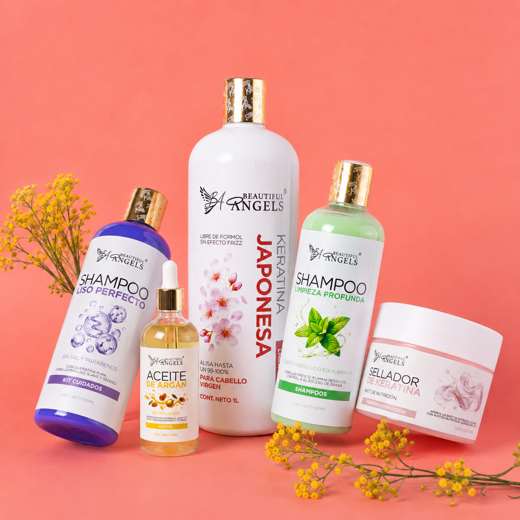 Kit Básico Keratina Japonesa Silver — Beautiful Angels Ideal para cabello natural  · Brillo intenso, suavidad y acabado natural
