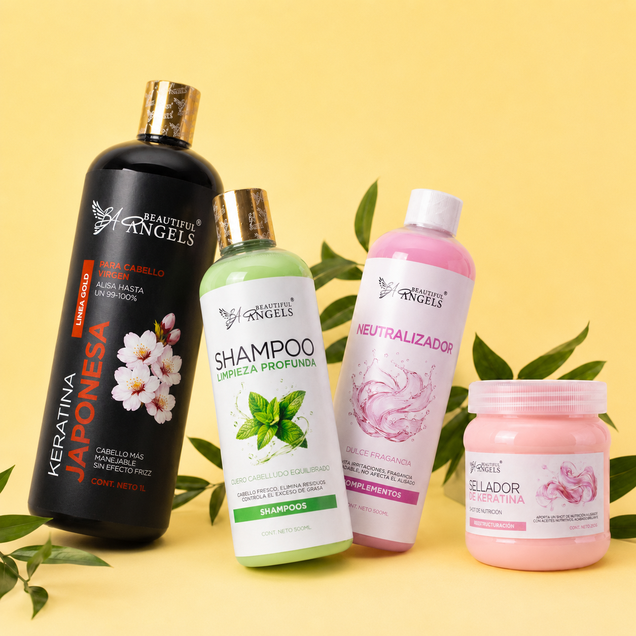 Kit Keratina Japonesa Gold 1L + Shampoo Limpieza Profunda 500ML + Neutralizador 500ML + Sellador de Keratina 250ML