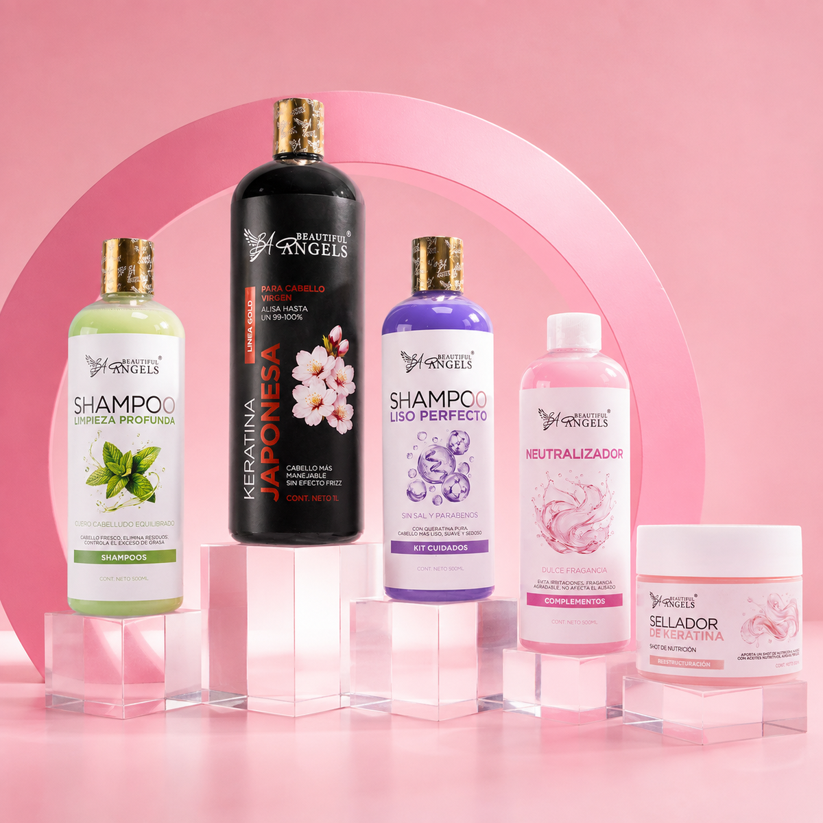 Kit Keratina Japonesa Gold 1L + Shampoo Limpieza Profunda 500ML + Shampoo Liso Perfecto 500ML  + Neutralizador 500ML + Sellador de Keratina 250ML