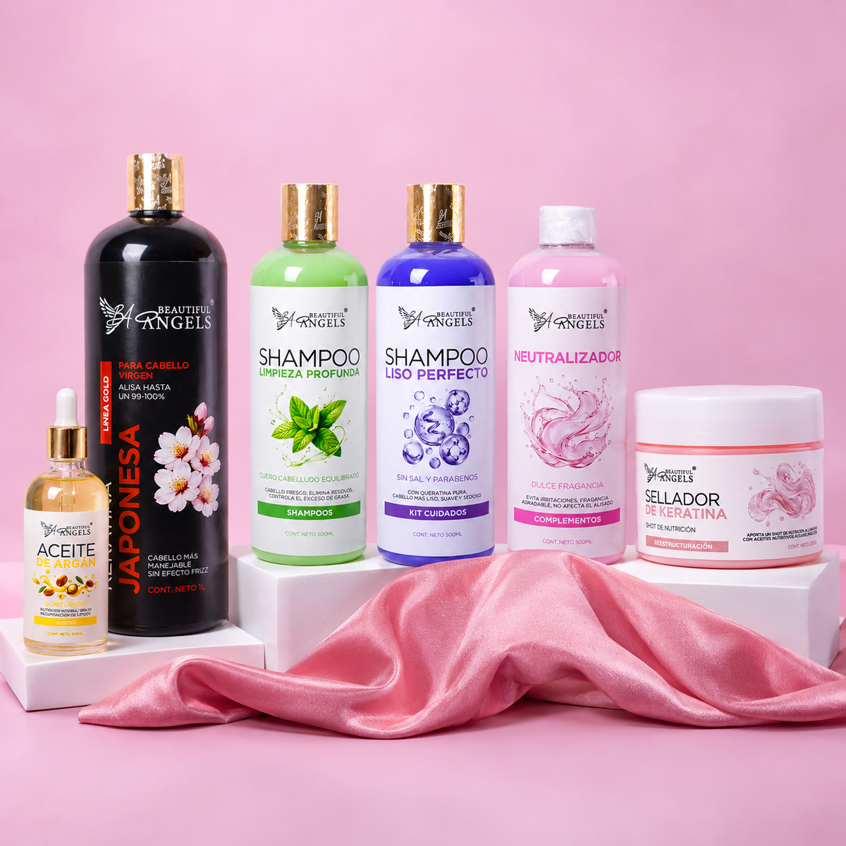Kit Keratina Japonesa 1L + Shampoo Limpieza Profunda 500ML + Shampoo Liso Perfecto 500ML  + Neutralizador 500ML + Sellador de Keratina 250ML  + Aceite de Argán 100ML
