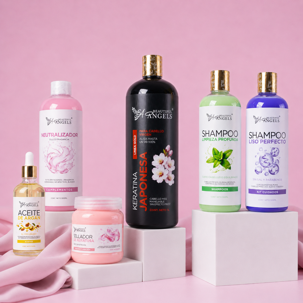 Kit Keratina Japonesa 1L + Shampoo Limpieza Profunda 500ML + Shampoo Liso Perfecto 500ML  + Neutralizador 500ML + Sellador de Keratina 250ML  + Aceite de Argán 100ML